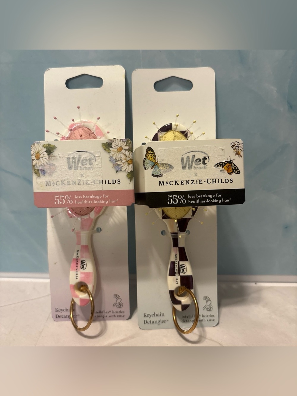 Mackenzie-Childs Wet Brush Kids Keychain Detangler Hair Brush - Lot of 2